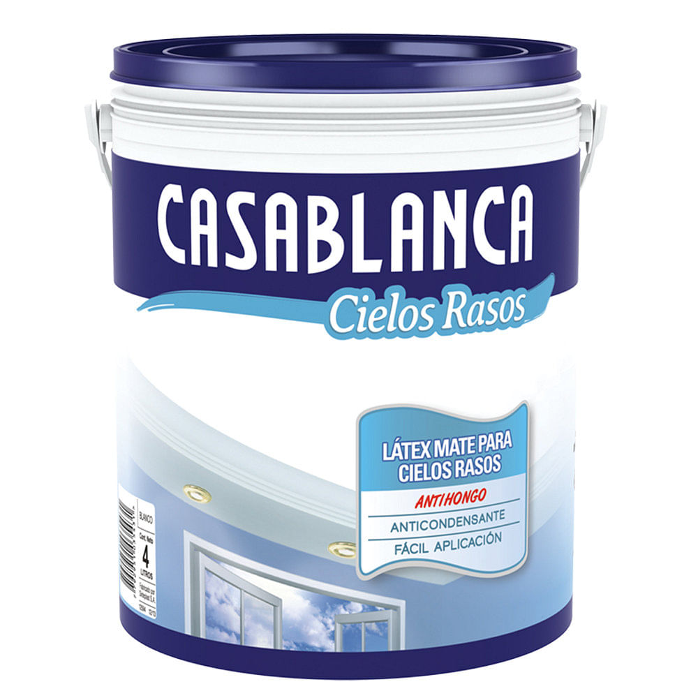 Pintura Cielorraso Blanco Mate 4 Lts Casablanca