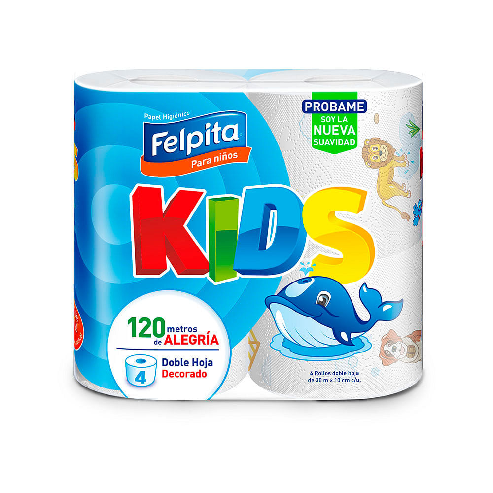 Papel Higiénico Doble Hoja 120 Mts Blanco Decorado Felpita