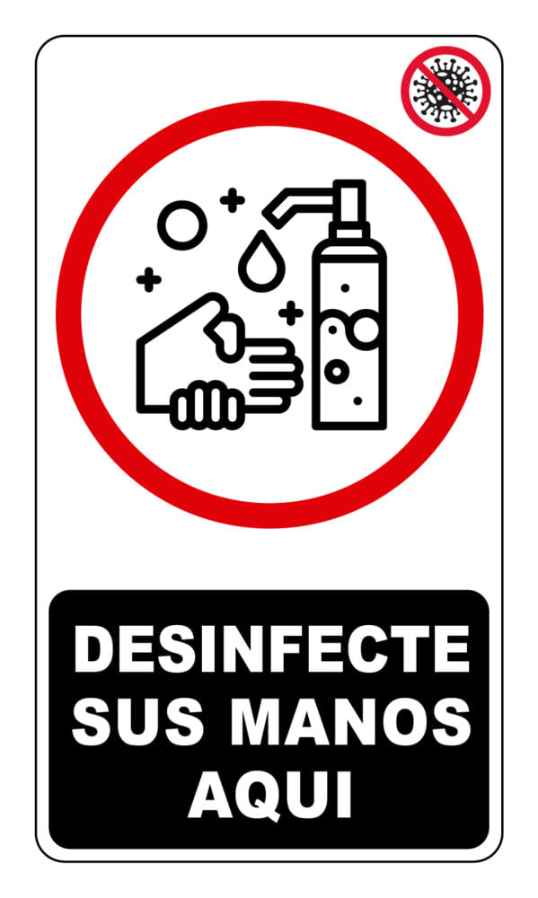 Cartel Señalización Desinfecte Sus Manos 25x30 Cm Randon