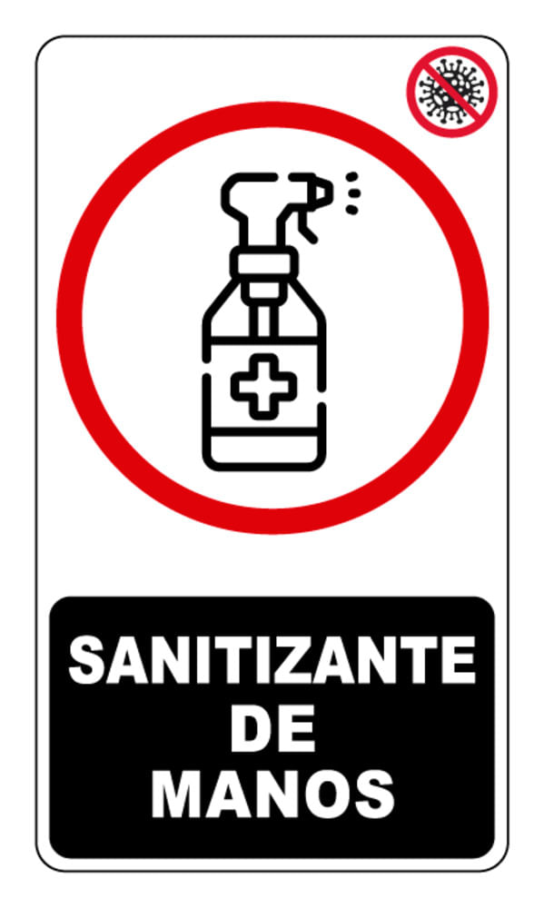 Cartel Señalización Sanitizante de Manos 11x13 Cm Randon