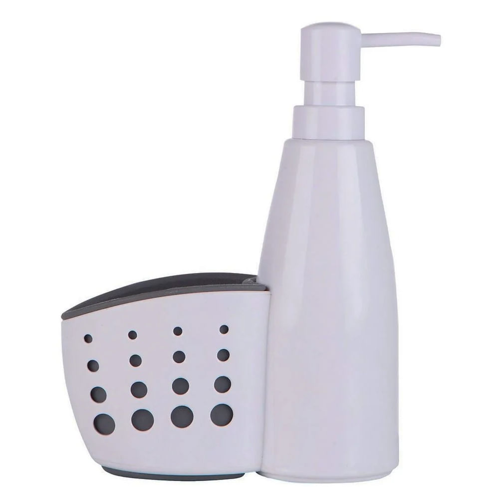 Dispenser Detergente con Soporte para Esponja Plástico Blanco