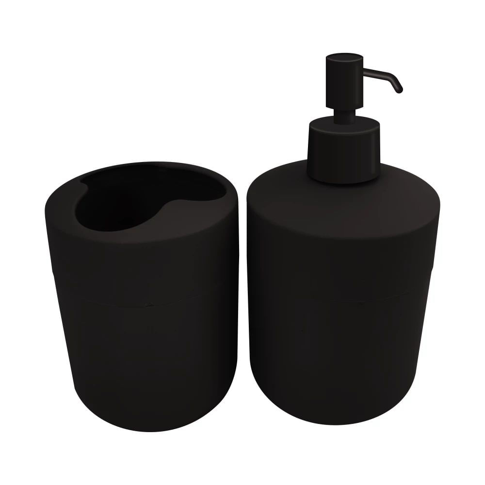 Set de Baño Plástico Negro 19x9,5 Cm Duo Dinamico QUO
