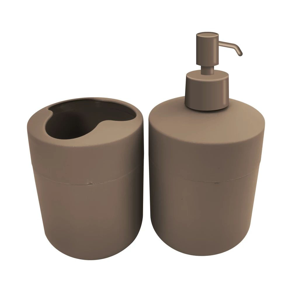 Set Accesorios de Baño Plástico Marrón 19x9,5x19,5 Cm Set Duo Quo Productos