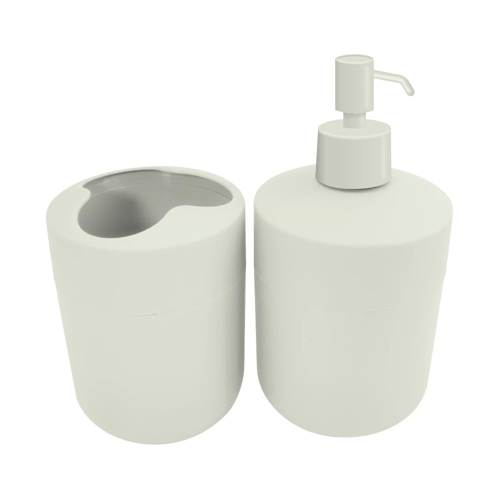Set Accesorios de Baño Plástico Beige 19x9,5 Cm Duo QUO Productos