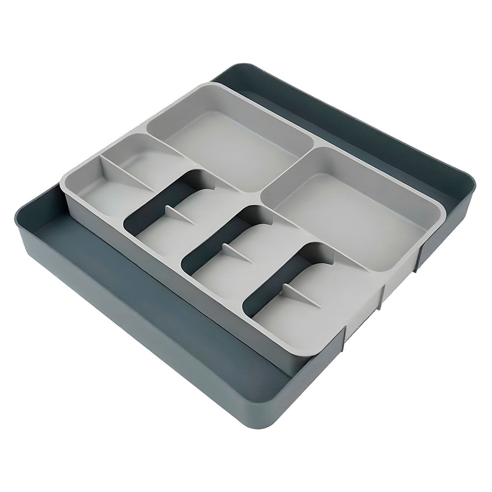 Organizador de Cubiertos Extensible 49X39X5.5 Cm Plástico Gris Cotidiana