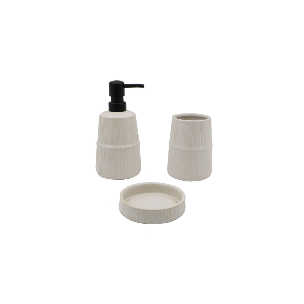 Set de Baño Gres Blanco 3 Piezas Neutro Cotidiana