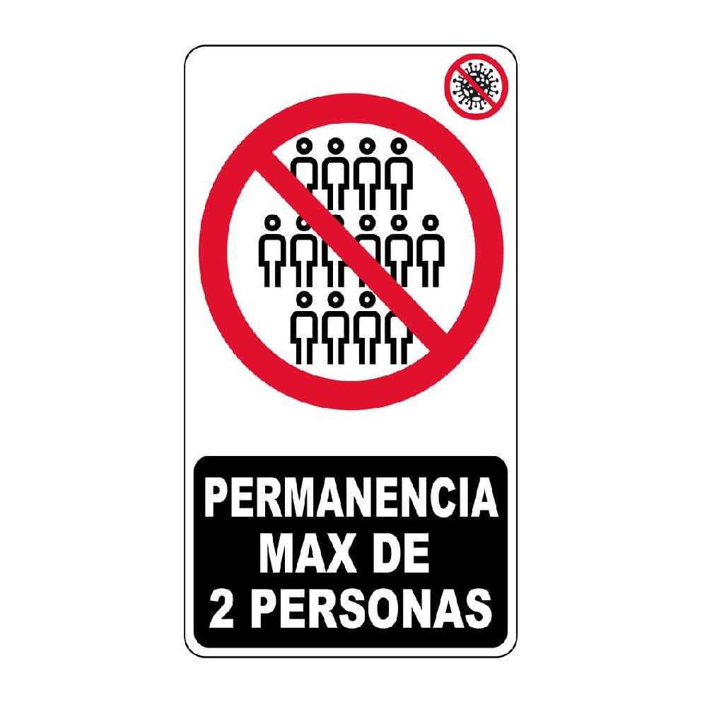 Cartel Seguridad Permanencia 2 Personas 25x30 Cm