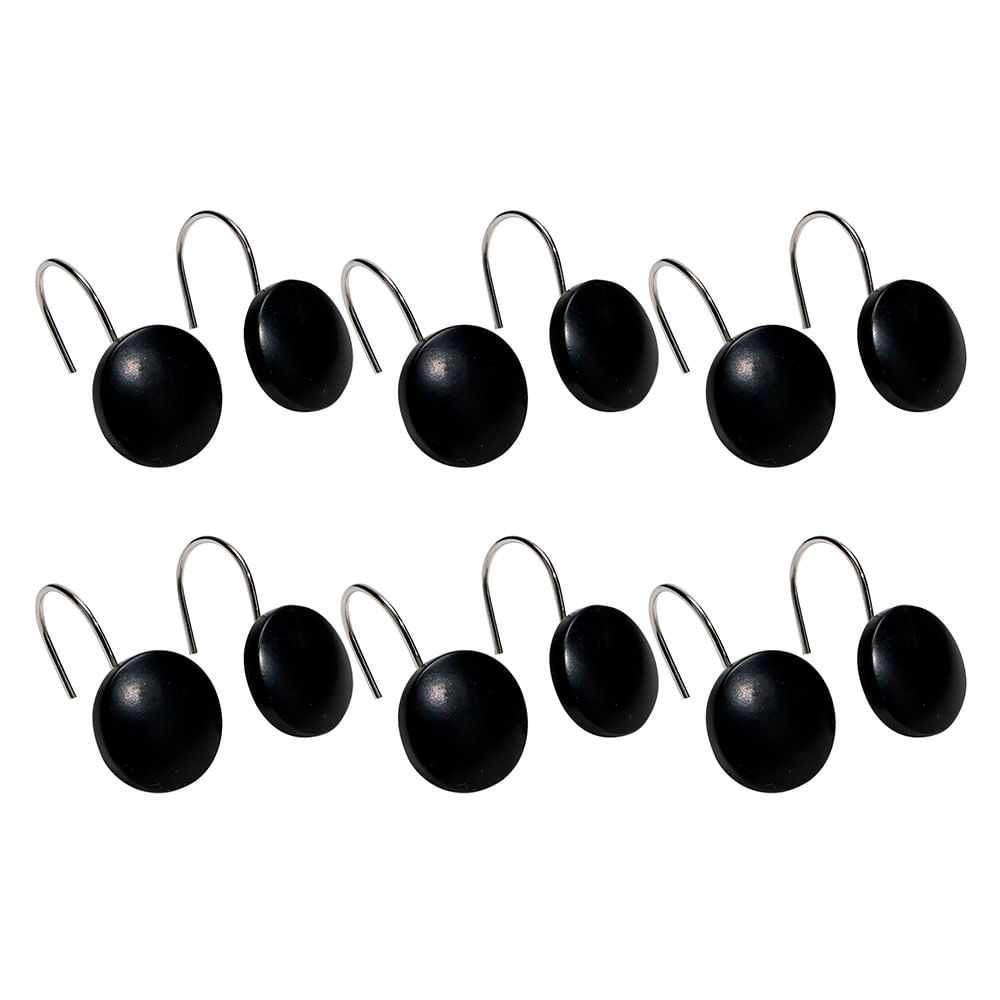 Ganchos de Cortina Negro 12 Piezas Cotidiana