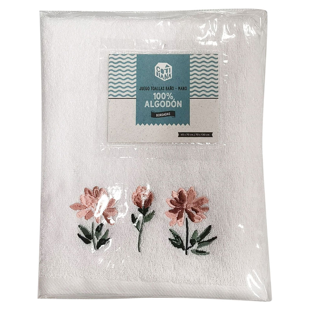 set 2 toallas mano -bano flores