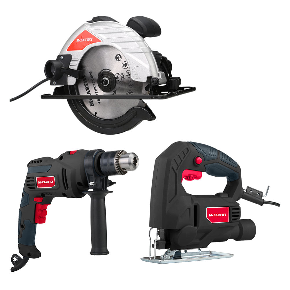 Set Sierra Circular 1400 W 185 Mm 4500 Rpm + Caladora + Taladro de Impacto CS006+JS001+ID018 Mc Carthy