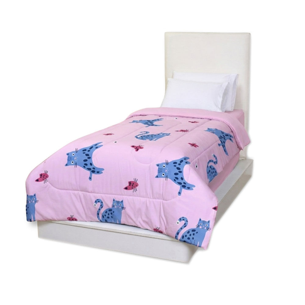 Acolchado Cotton Mariposas 1 1/2 Plazas 180 Grs Cotton Touch Blanco Paris