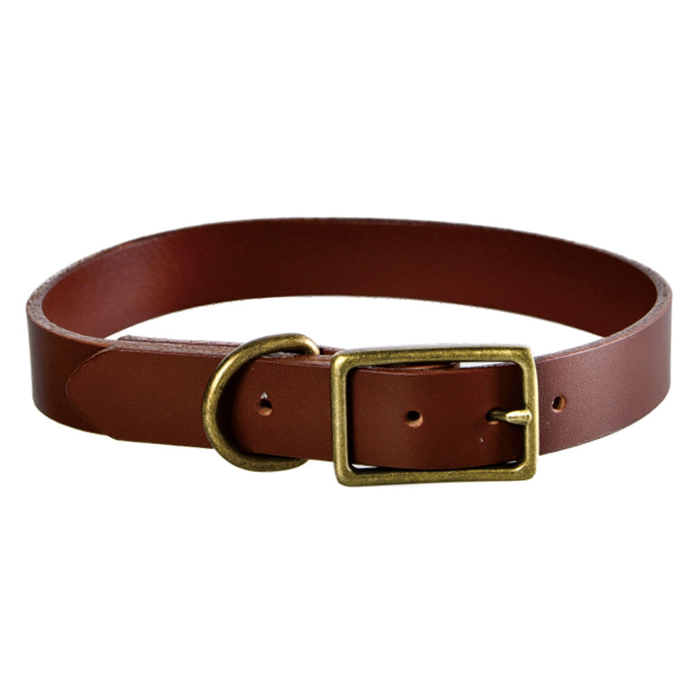 collar cuero talla l cafe