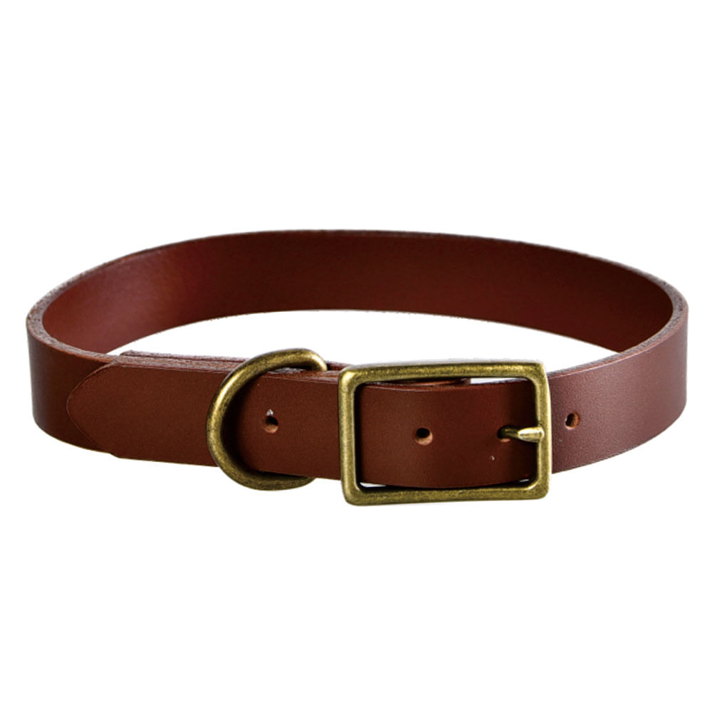 collar cuero talla s cafe